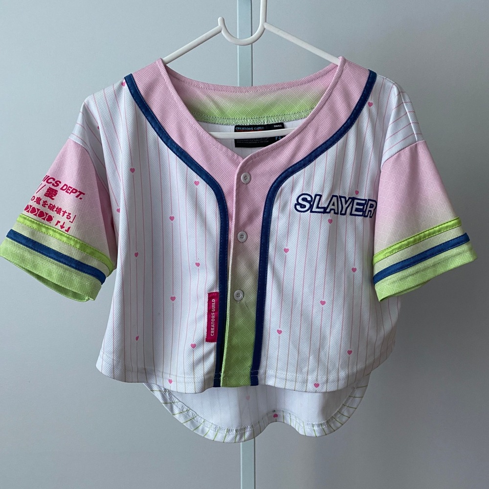 Creators Guild Small Pink Slayer Baseball Jersey Mitsuri Kanroji Anime Crop Top